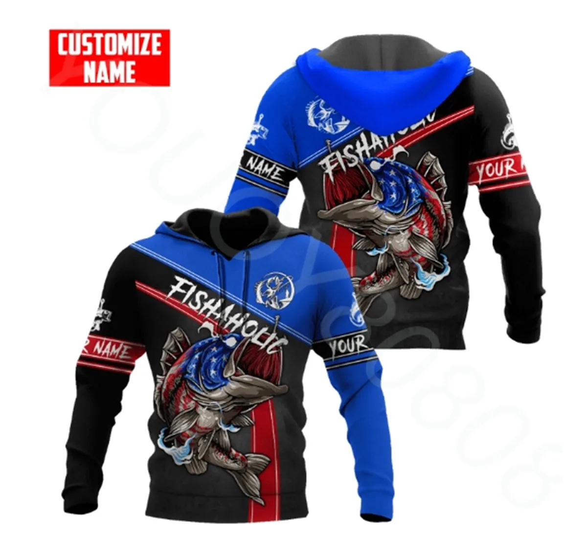 

Толстовка с капюшоном на молнии для любителей американской рыбалки, Осень-зима 2023