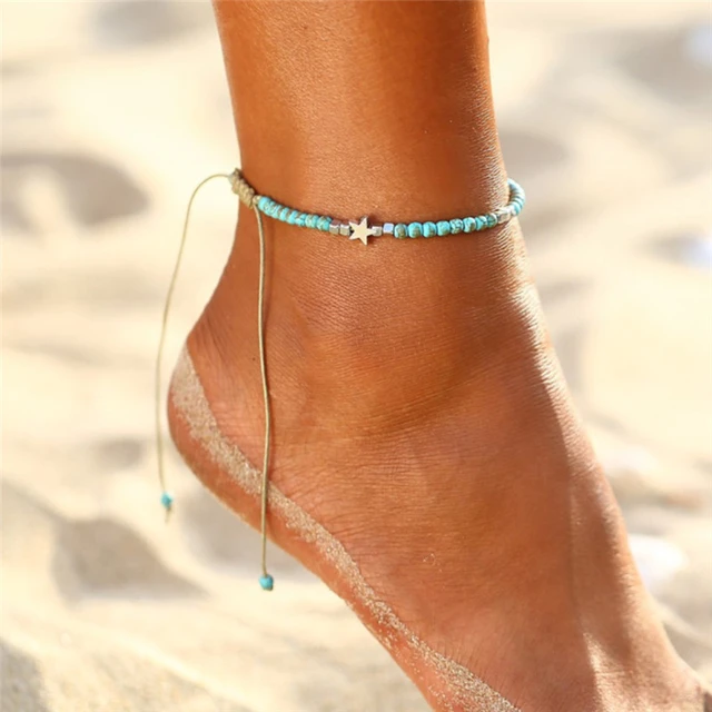 Buy Gold or Silver Star Ankle Bracelet Double Layer Anklet Adjustable Chain  Foot Beach Jewelry Online in India - Etsy