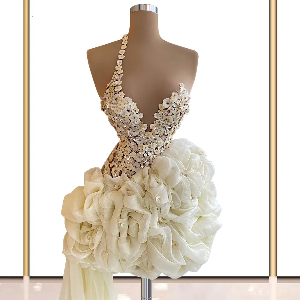Cocktail Dresses Sheath One-shoulder Short Mini Flowers Homecoming Dresses Haute Couture Customized