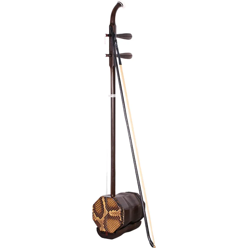 4.5 inch Chinese Traditional Music Instruments Erhu Low-pitched Zhonghu Huqin Ebony Wood Eight-angle Profession Performance
