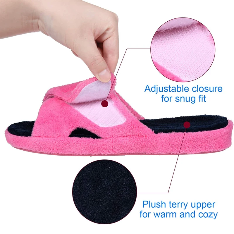 Pallene Cross Band Cotton Slippers Women Indoor Fuzzy Slippers For Ladies Non-slip Cozy Flats Slippers Open Toe House Slippers 4