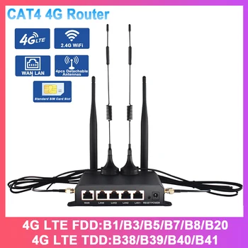 KuWFi 300Mbps CAT4 4G LTE Router Wireless WiFi Router 4pcs Detachable Antennas with WAN LAN RJ45 Port AP Repeater Mode USIM Slot 1