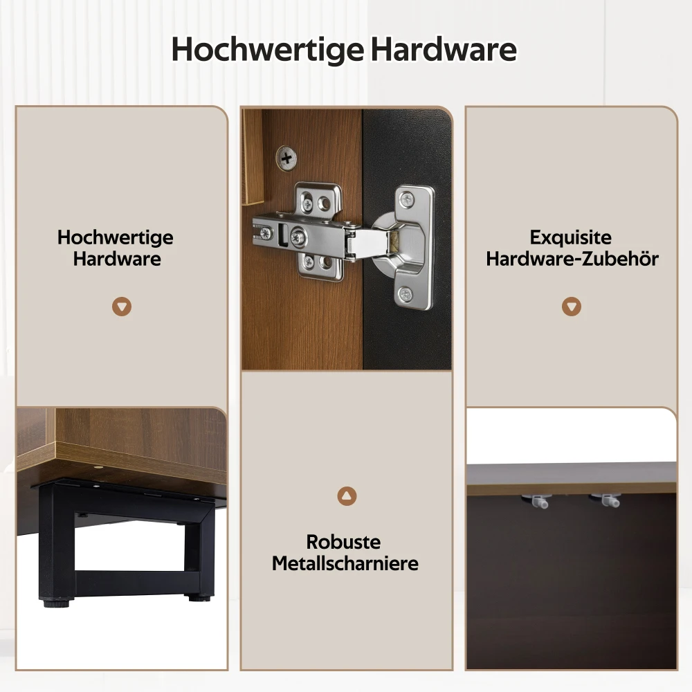 180 x 38 x 50 cm moderner Wohnzimmer-TV-Schrank mit vier Türen, TV-Panel, niedrige TV-Ständer mit Vintage-Holzschnitzerei, einzigartiges Design – Detail 20