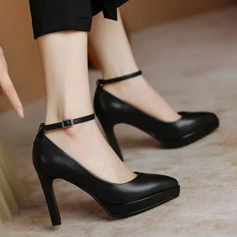 New White High Heels Women Spring Ankle Straps Pointed Toe Platform Casual Shoes for Women Classic Comfortable Women Work Shoes 4