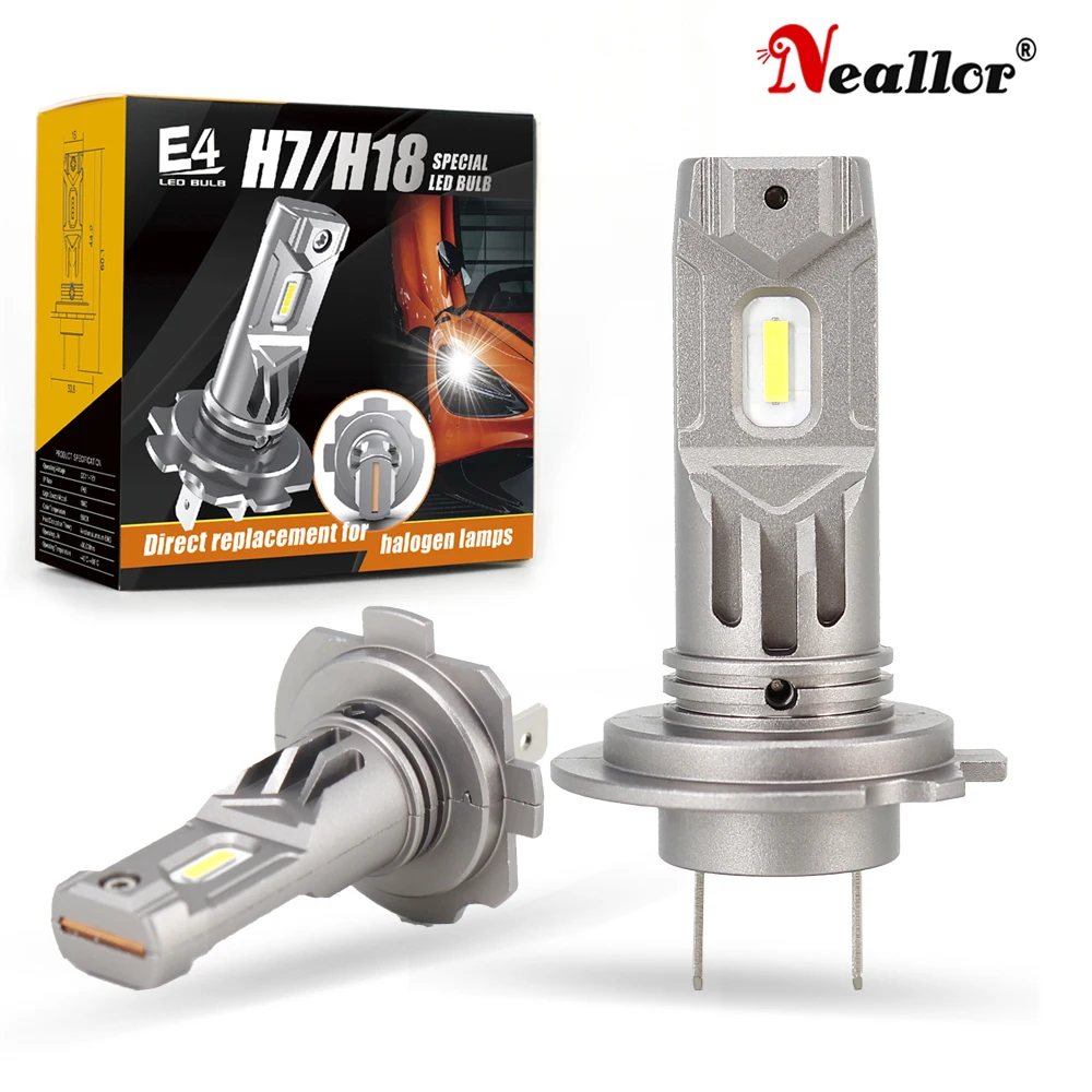 2 bombillas Led H7 Canbus sin Error para coche, Faro de 360 ° H18