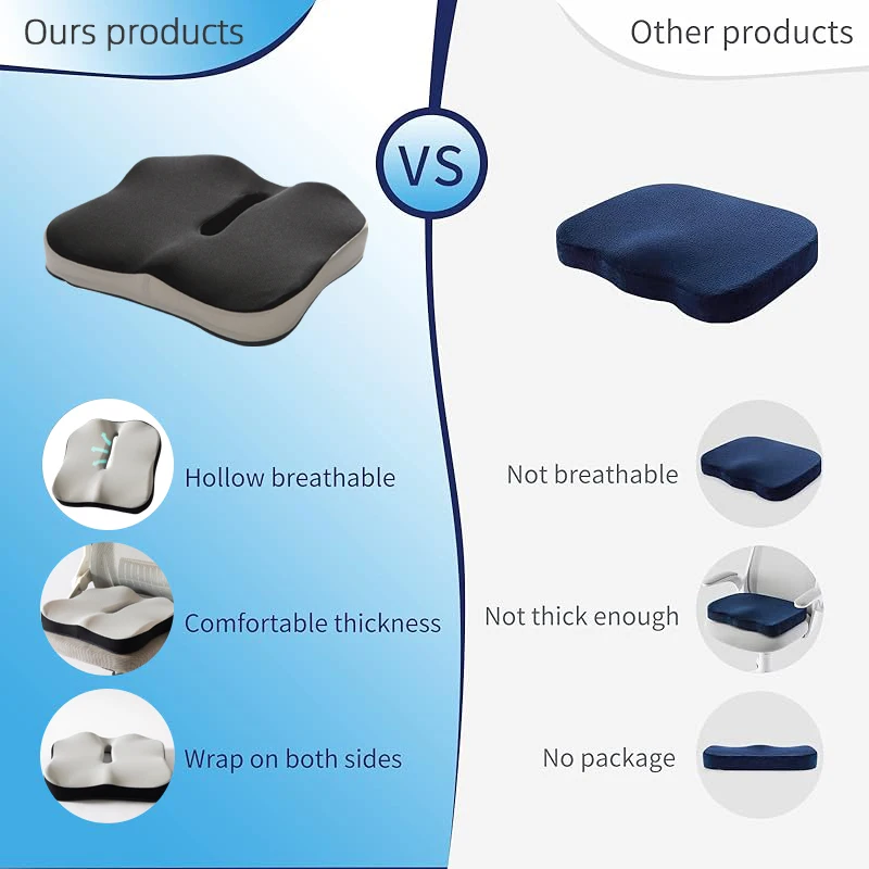Memory Foam Seat Cushion Office Chair Cushion Car Seat Support Waist Pillow Massage Buttocks Pad Pain Relief Orthopedic Pillow 5