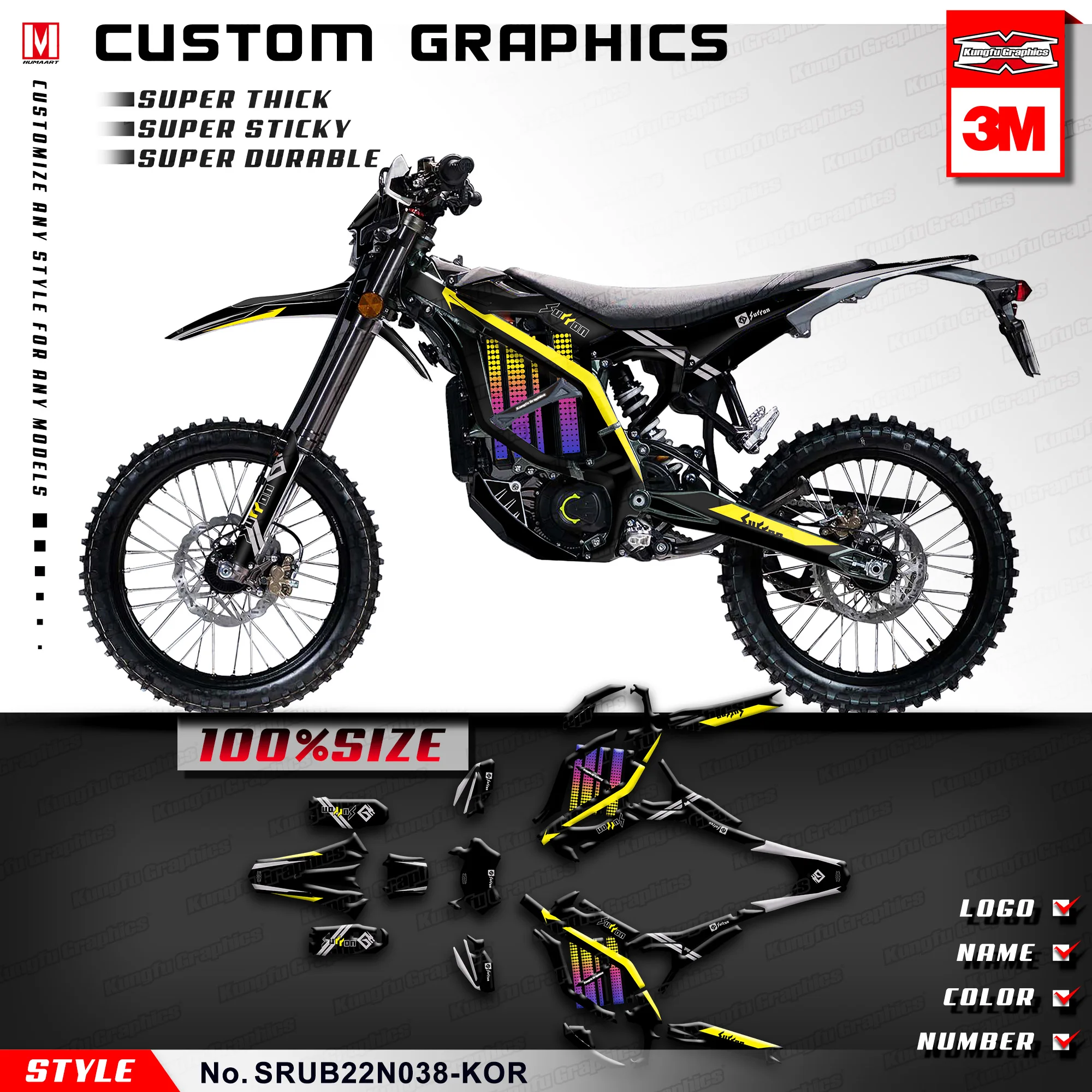 KUNGFU GRAPHICS Adhesives Stickers Custom Decal Kit Full Wrap for Sur-Ron Ultra Bee Dirt eBike SURRON, SRUB22N038-KOR kungfu graphics adhesives stickers custom decal kit full wrap for sur ron ultra bee dirt ebike surron srub22n042 kr