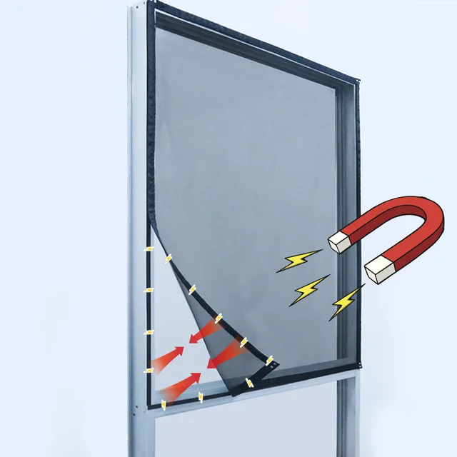 DTGJ NEW Magnetic Screen Windows Mosquito Net Customized size Black Invisible Fiberglass Mesh Air Tulle Anti insect fly Curtains