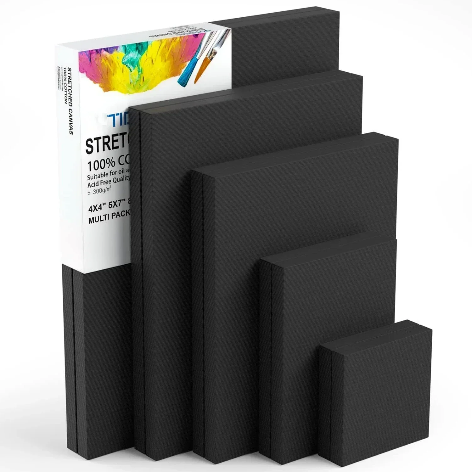 

8 Pcs Black Stretched Canvases for Painting Primed 100% Cotton Artist Blank Canvas Boards for Painting Acrylic Pouring Oil Paint