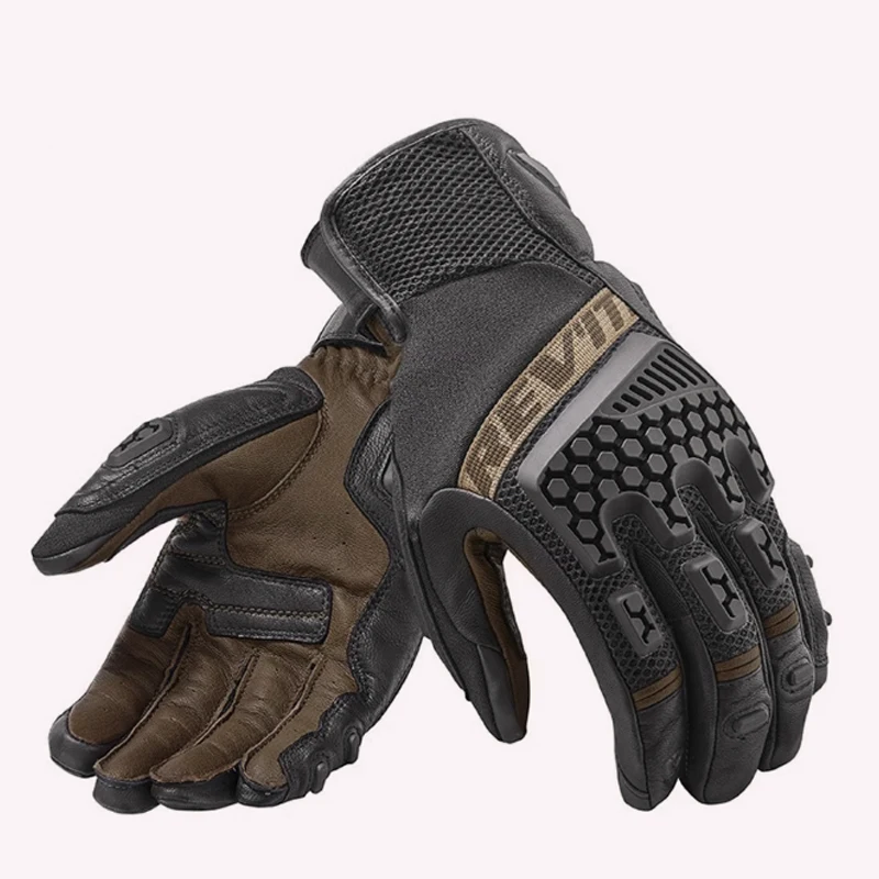 New REVIT Desert 3 PRO motorcycle riding gloves made of genuine leather, breathable, touch screen, and anti fall gloves 6
