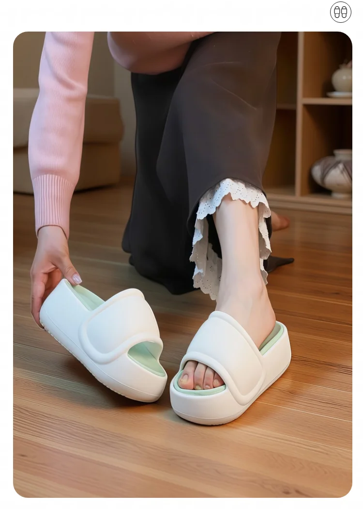 Neue 6cm Flatform Chunky Slippers für Damen, Sommer Anti-Geruch-Slides, Leichte Plateau-EVA-Schuhe für Zuhause, Draußen und Strand – Detail 14