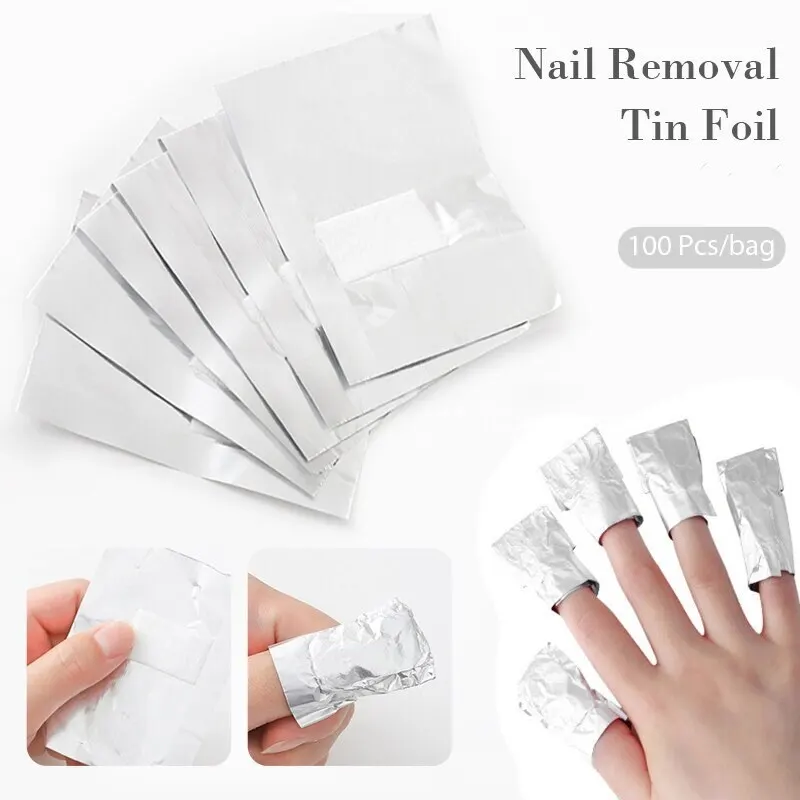 Nail Polish Remover 100pcs Bag Aluminum Foil Nail Polish Immersion Nail Polish Removal Wrap Towel Gel Remover Tool