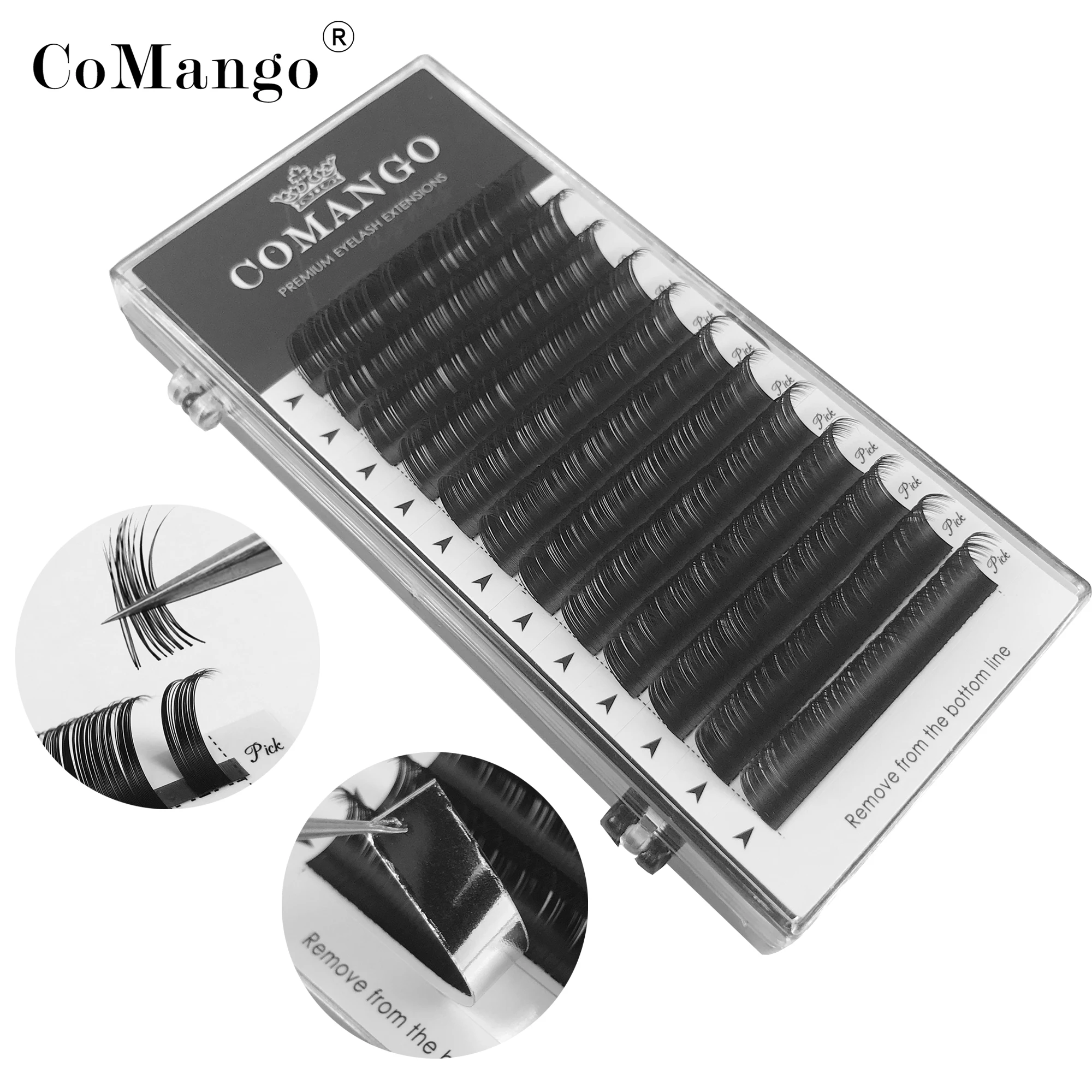 

CoMango Eyelash Extension 12Rows Korea PBT C/D/DD Individual Supplies Professional Natural Faux Mink Russian Volume Eyelashes