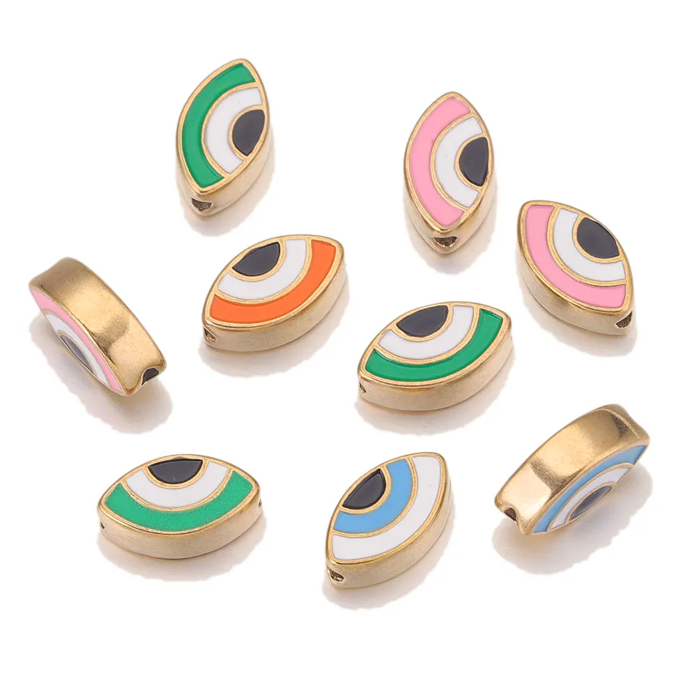 도매 라운드 불투명 유리 느슨한 스페이서 비즈 50개 세트 (6mm, 8mm) - 보석 및 공예 재료, 팔찌, 목걸이, 귀걸이 만들기 11 구멍 1.5mm 스테인레스 스틸 골드 도금 악마의 눈 에나멜 비즈 매력 허리 구슬 보석 만들기 팔찌 바느질 작업, 4 피스
