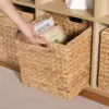 12 x 12 x 12in Water Hyacinth Storage Baskets, Wicker Storage Baskets for Shelves, Foldable Square Baskets for IKEA Kallax Set o 3