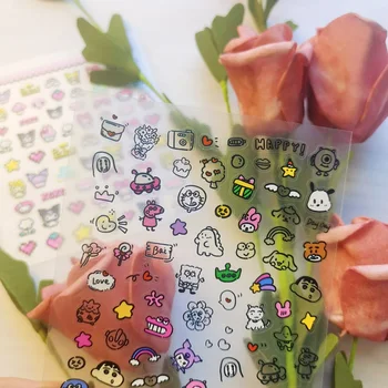 산리오 5D 릴리프 네일 스티커, 어린이 만화 소녀 쿠로미 스티커, 방수 장식 네일 스티커, 1 장