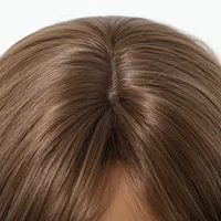 Perruque synthétique marron miel, perruques courtes ondulées avec frange avec raie moyenne, perruques de Cosplay quotidiennes Lolita bouclées pour femmes, résistantes à la chaleur 5