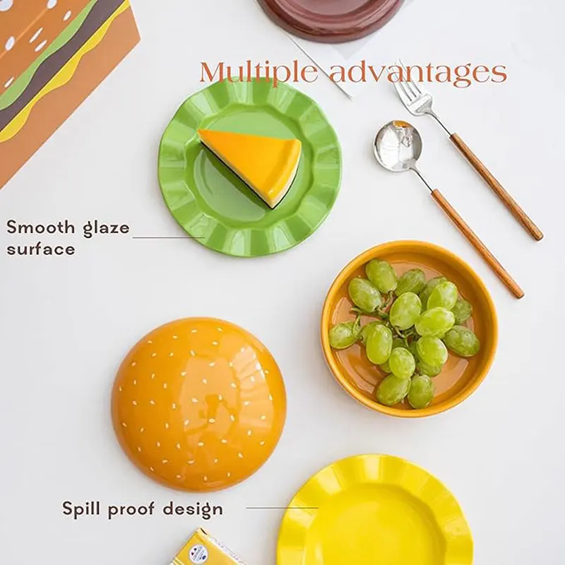 Stackable 7th Floor Hamburg Dinner Plate Stackable Dinner Plate Bone Spit Plate Interesting Sauce Container Table Decoration