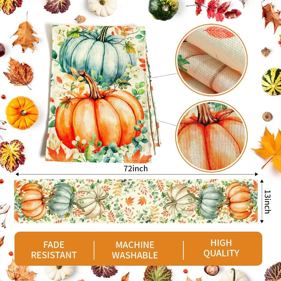 Pumpkin Eucalyptus Fall Table Runner 5