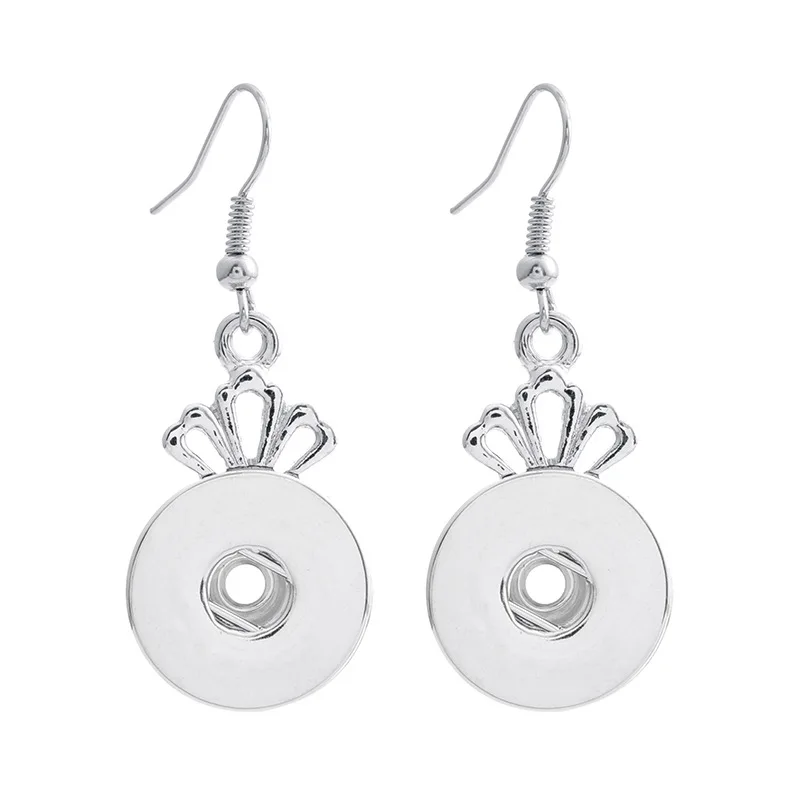 12Pairs Crown 18mm Snap Button Dangle Earrings Imitation Pearl Tassel Earrings for Women Snaps Jewelry