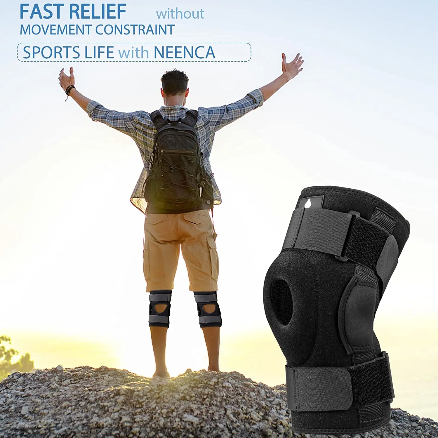 1PC Knee Brace with Dual Metal Side Stabilizers Knee Support Adjustable Compression Breathable Patella Protector Arthritic Guard