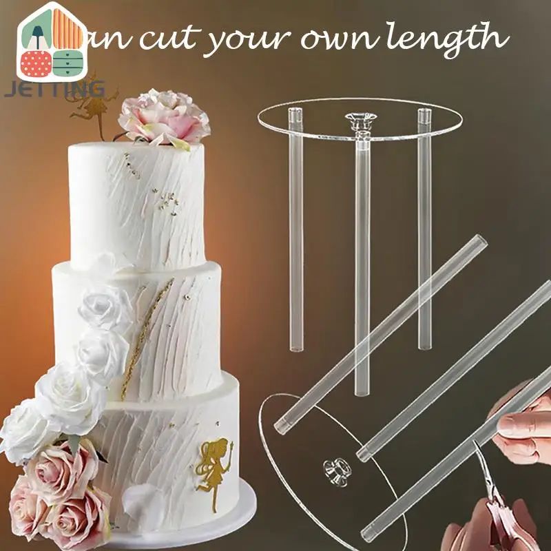 Cake Tier Stacking Kit Cake Stand Base 1Pc Separator Plate With 3Pc Stick Clear Dowel Rods Set For Tiered Construction