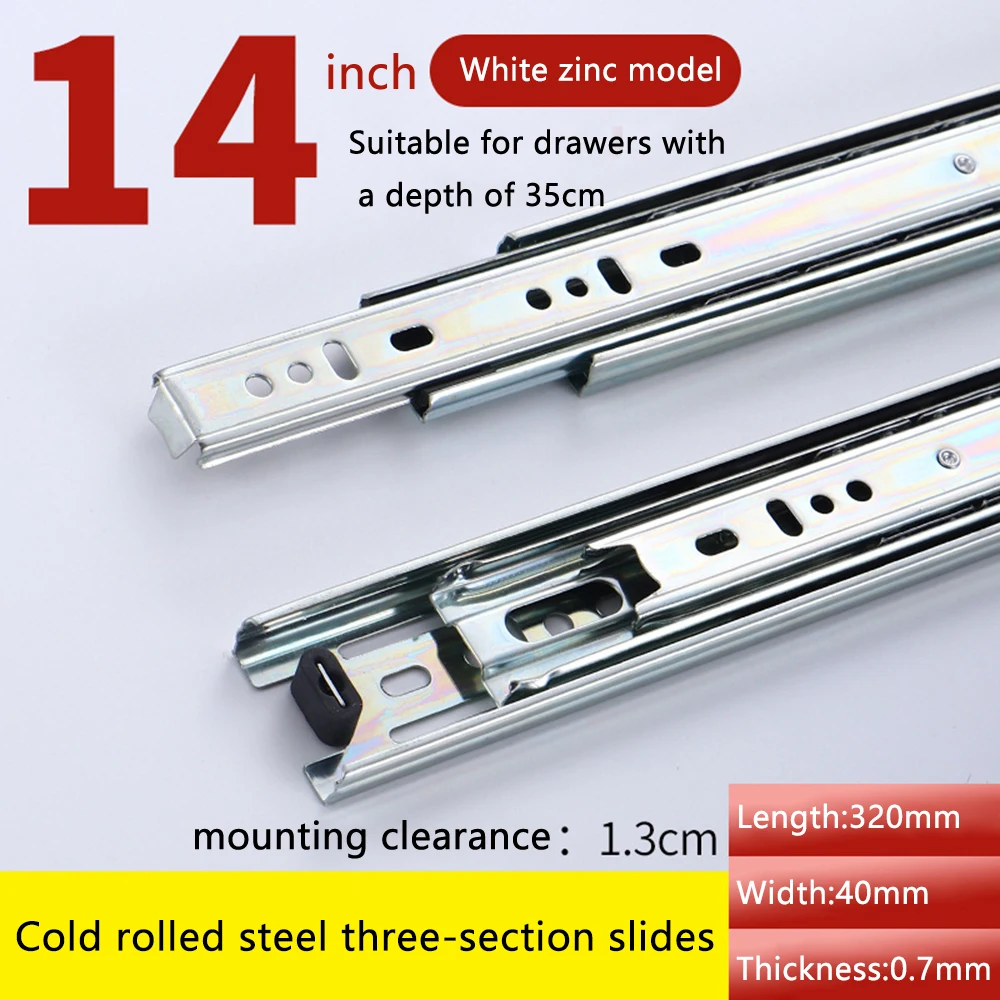 Drawer Slides 12-16 inches Stainless Steel Drawer Slides Soft Close Drawer Track Rail Sliding Three-Section Cabinet Slides Furniture Hardware