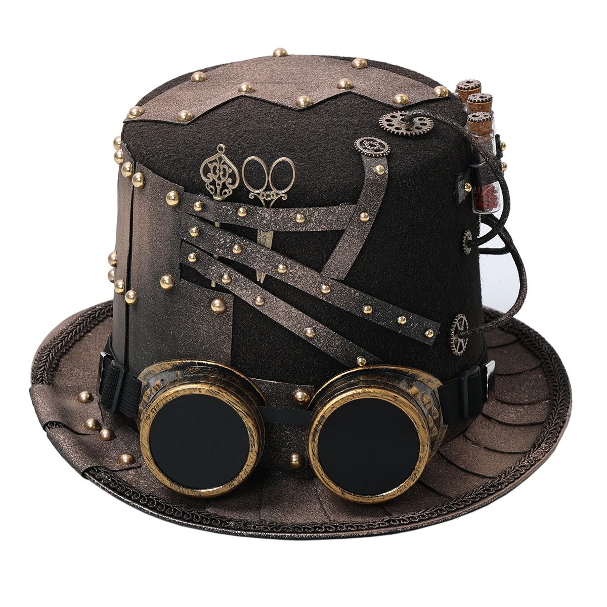 

Steampunk Hat Women Men Black Gothic Top Hat Fedora Costume Party