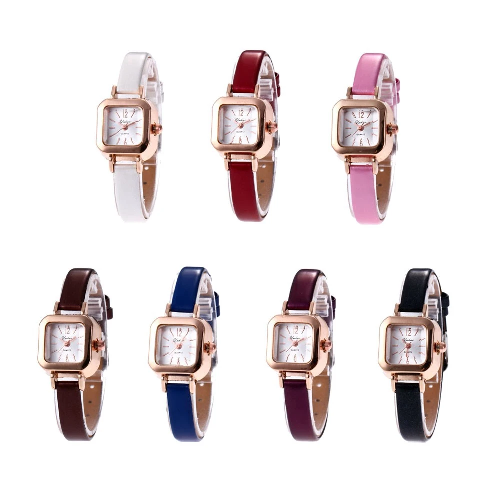Relógio De Pulso Feminino Slim Faux Leather Strap Watch Quadrado Análogo  Quartzo Moda 4