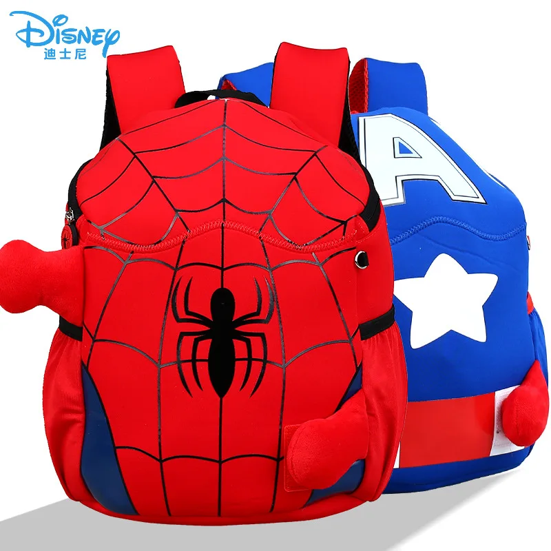 2022 Disney New Kindergarten Bag For Boys Student Shoulder Orthopedic Backpack Spider Man Captain America Age 3-8 Mochila
