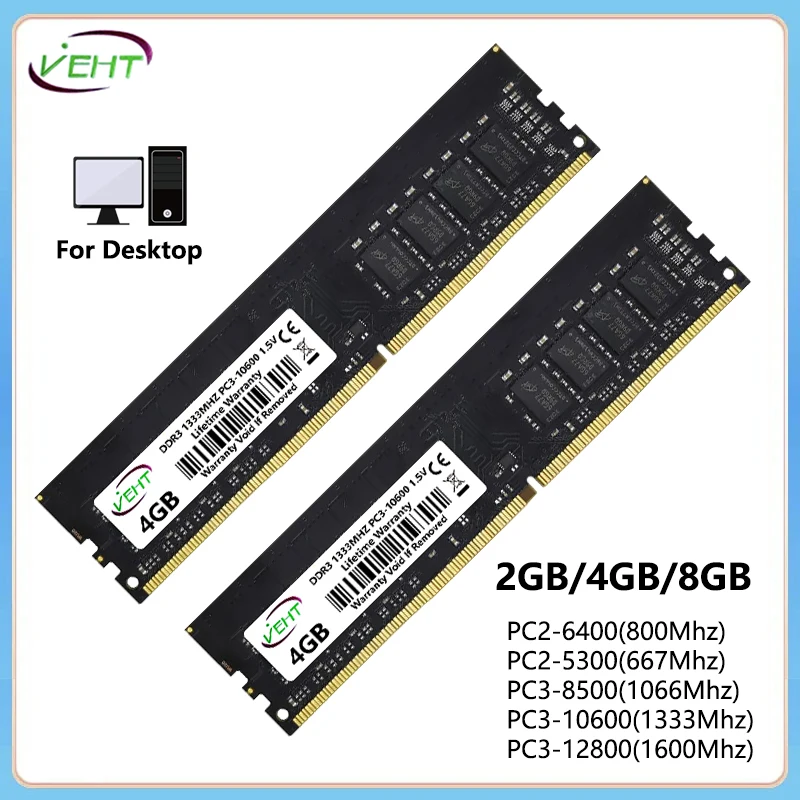Mémoire RAM de bureau non ECC, DDR2, DDR3, 2 Go, 4 Go, 8 Go, DIMM, PC3 1066, 1333, 1600Mhz, 1.5V, PC2 667, 800Mhz, 1.8V, KampPin, Ordinateur
