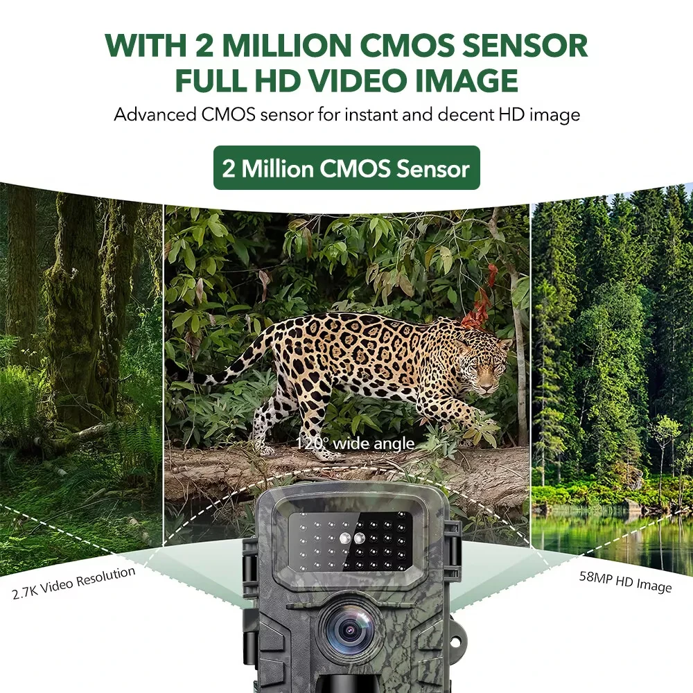 2.7K Mini Trail Camera Infrared Night Vision Outdoor Wildlife Monitoring Camera IP66 Waterproof Hunting Camera