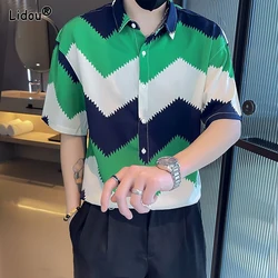 2023 Men's Clothing New Spring Summer Man Printing Short Sleeve Loose Handsome Turn-down Collar Fashion Casual Streetwear Shirts