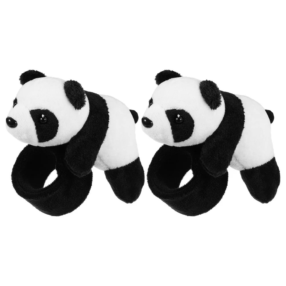 

2 Pcs Slap Bracelet Panda Stuffed Animal Animals Circle Bracelets Wristband
