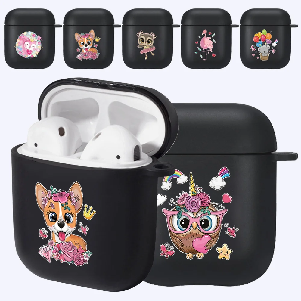 

For Apple Airpods 1st /2nd Gen Black Soft Silicone Wireless Bluetooth Earphone Cases Cartoon Pattern Series Apple Headphone Case