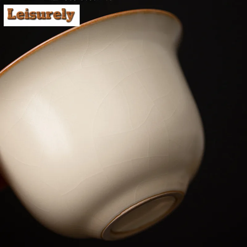 170ML Cream Ru Kiln Gaiwan Aesthetic Sancai Tea Tureen Household Tea Brewing Cover Bowl Chinese Tea Set Accessories Craft Gift