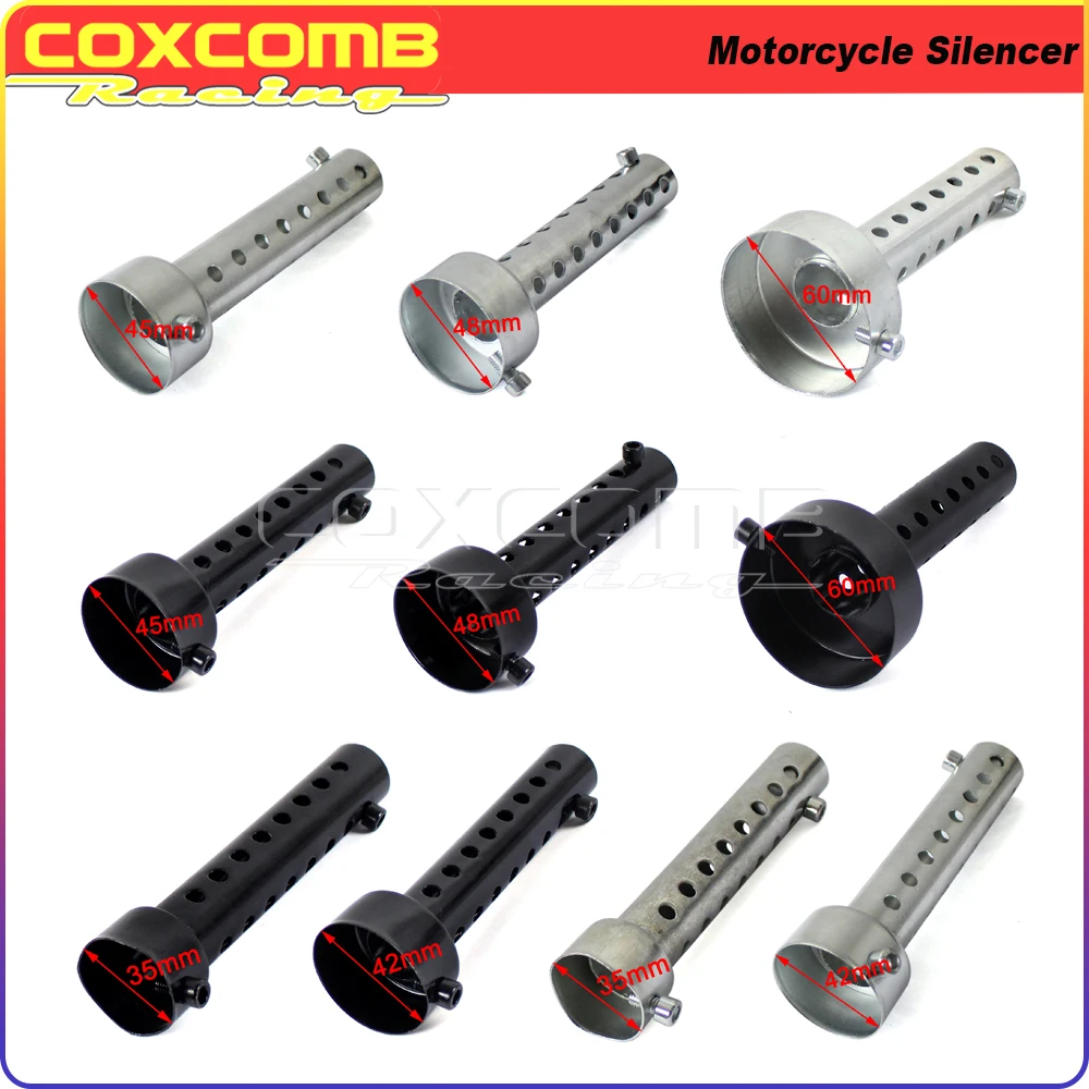 Silenziatore Di Scarico Moto Inserto Deflettore Silenziatore Regolabile Db Killer Silenziatore Deflettore Universale Argento Nero 35 42 45 48 60Mm