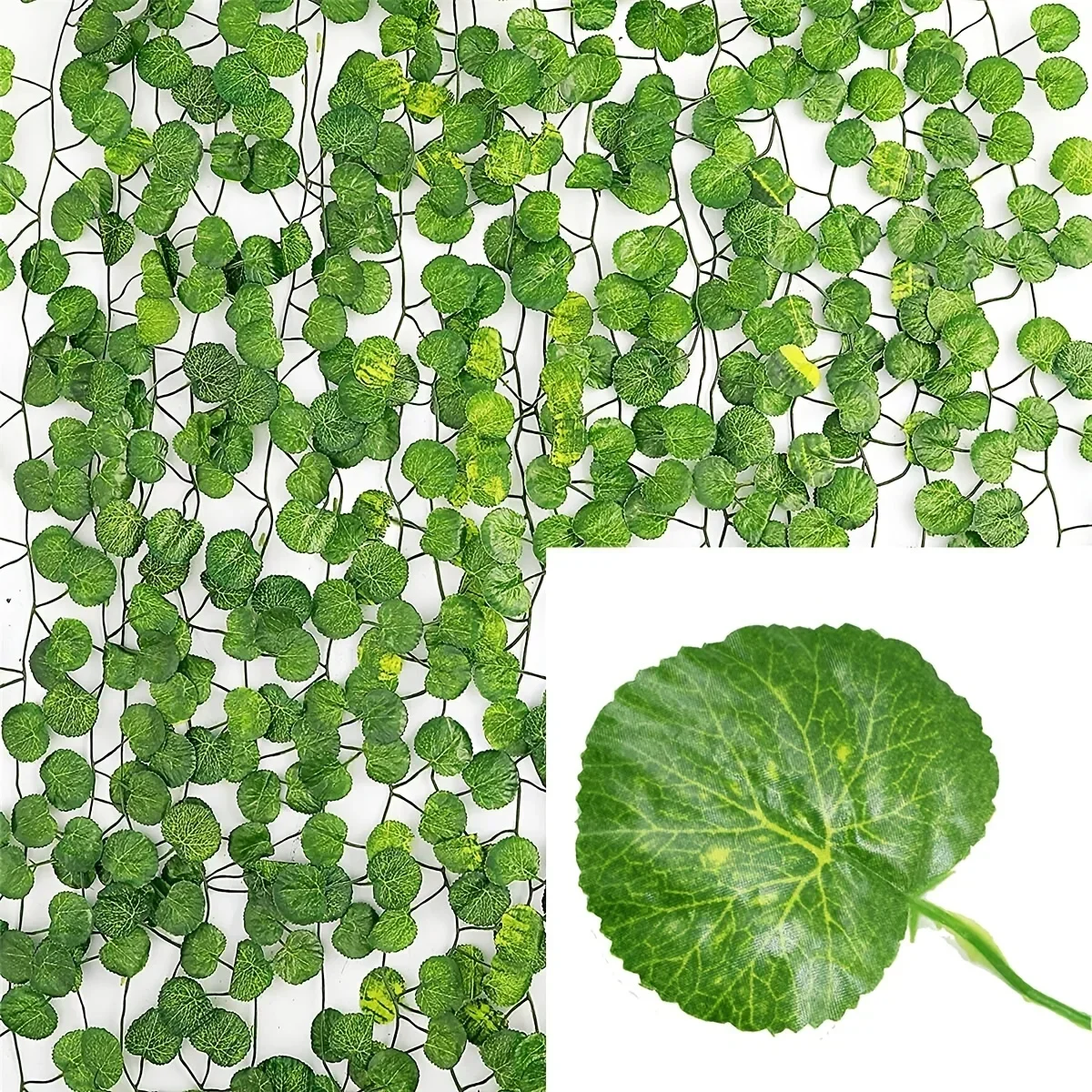 thumbnail image 1 of Guirnalda colgante de hojas de hiedra verde artificial, hojas de ratán, plantas de flores falsas para jardín, boda, fiesta, decoración del hogar, 1 of 5