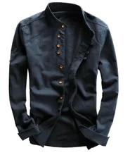 

2022NEW Men's Cotton Linen Shirts Long Sleeve Men Casual Slim Mandarin Collar Shirts High Quality Summer Beach Shirt plus size