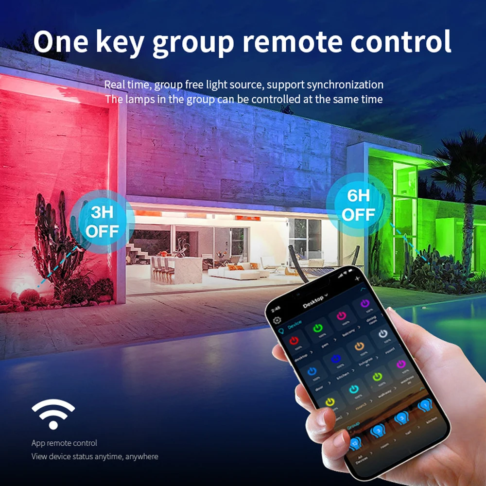 LED Flood Light Outdoor RGBCW Smart Floodlight 16 million colors Adjustable color temperature WIFI and wireless connectivity for patio