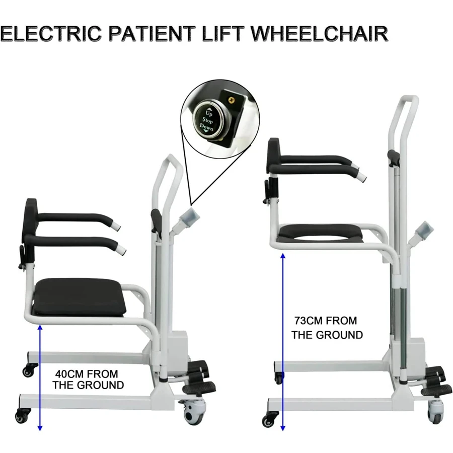 UZYW-01Electric Patient Transfer Lift Commode Toilet Bath Chair with wheels for Disabled Elderly Moving 5