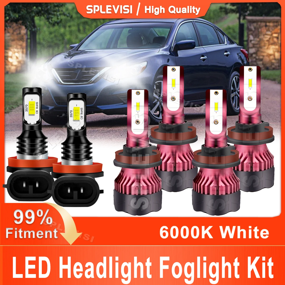

LED Car Headlight High Low Beam Foglight HID White For Nissan Altima 2007 2008 2009 2010 2011 2012 2013 2014 2015 2016 2017 2018