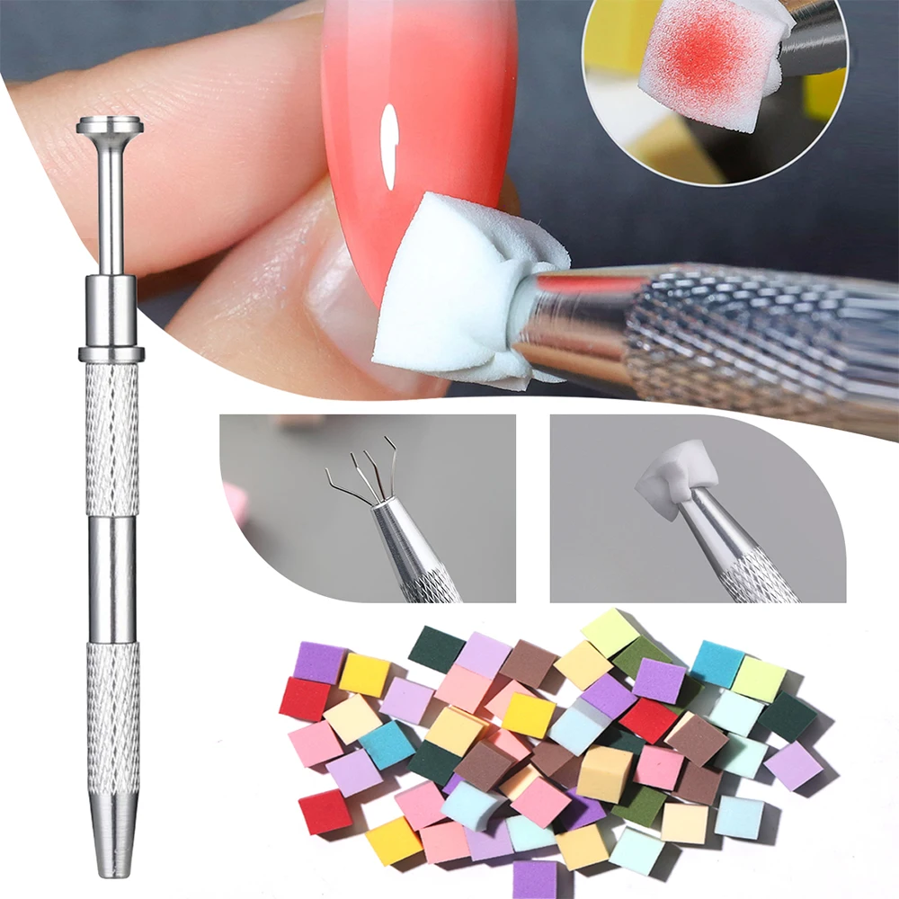 LULAA Nail Art Sponge DIY Gradient Nail Brush 50 Pieces Mini Sponges and Sponge Grabber Nail Art Tools Professional Accessories 2