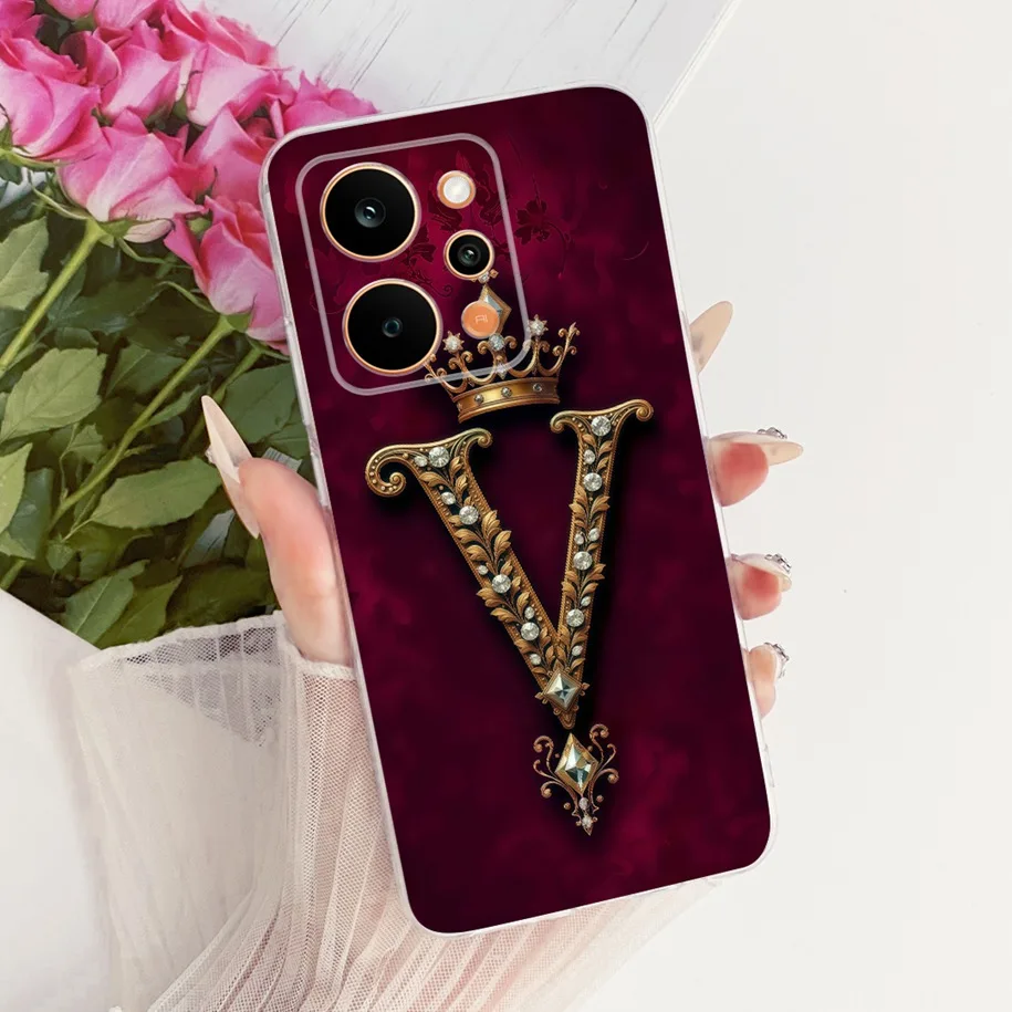 Retro Initial Letters Silicone Phone Case - Soft Protective Cover