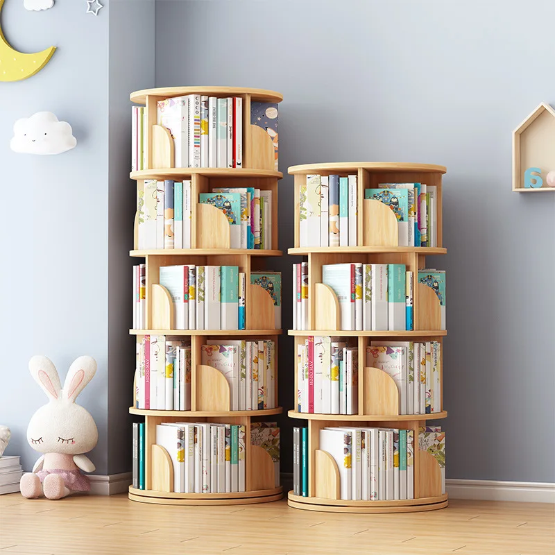 Rotating Bookshelf Floor SpaceSaving Children's Picture Book Rack