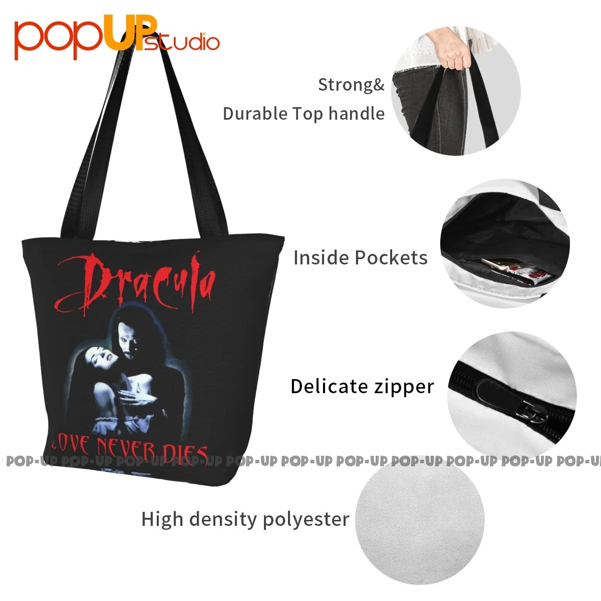 Dracula Bram Stoker Love Never Dies Vampire Retro Handbags Convenient Shopping Bag Carrying Bag