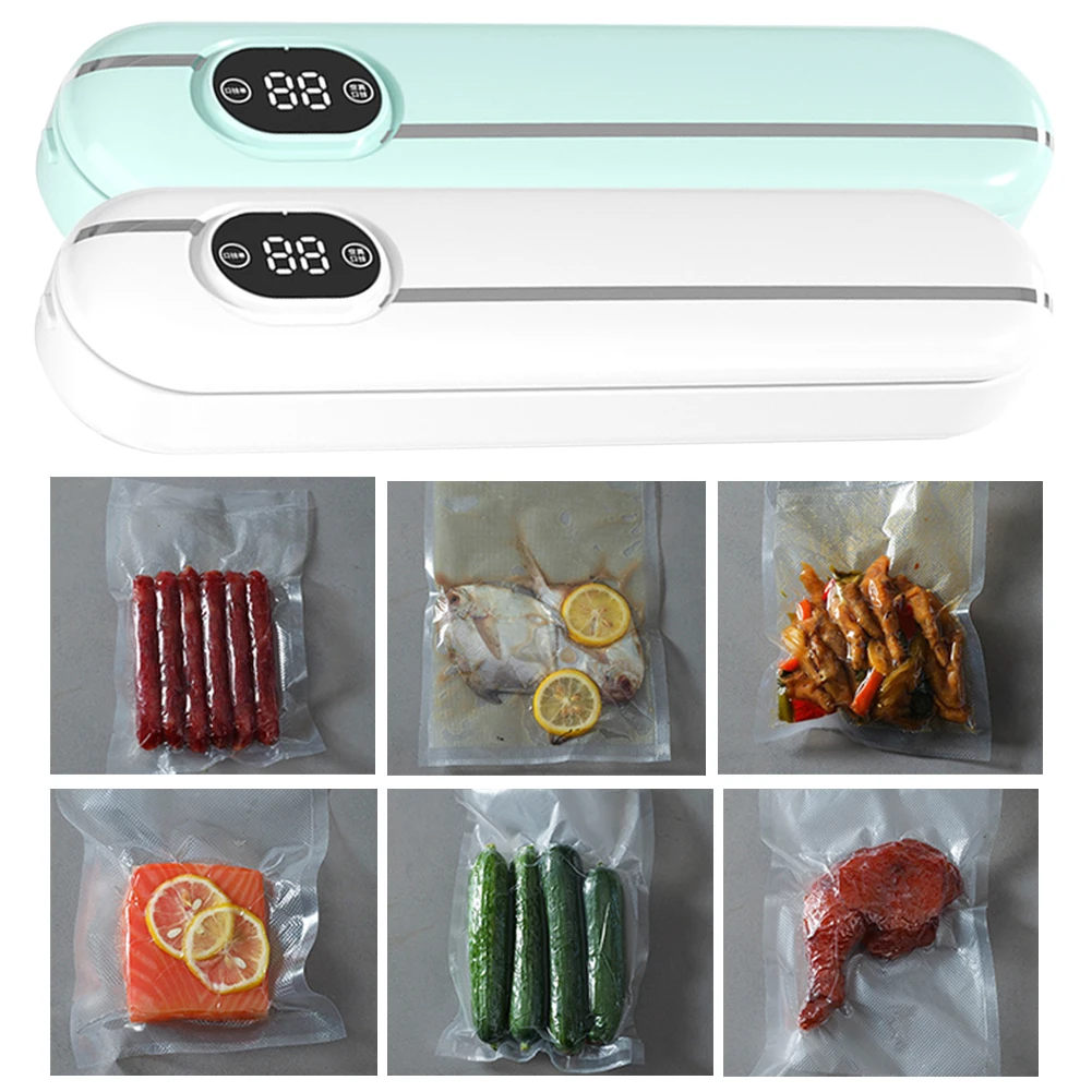 Electric Food Vacuum Sealer with 10Pcs Vacuum Bags Hands-Free Food Vacuum Sealer Automatic Household Food Vacuum Sealing Machine