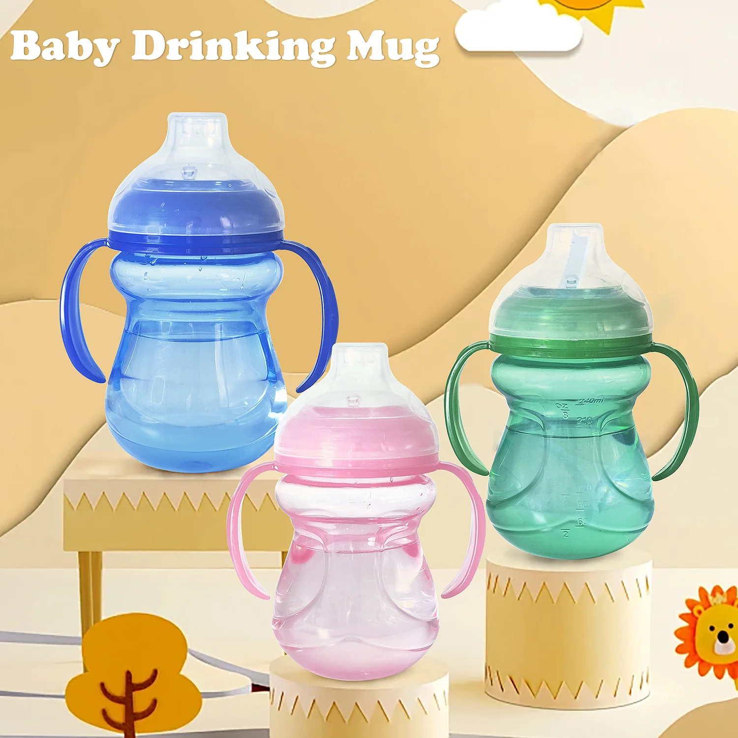 Silicone thick beak duckbill cup PP material 2-8 years old children's drinking cup heat-resistant drop-resistant light weight