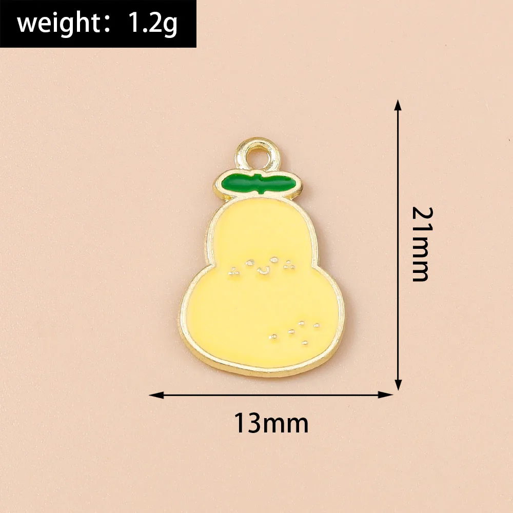 Leslie 10 Stück süße Früchte Charms Emaille Apfel Banane Erdbeere Wassermelone Ananas Kirsche Anhänger für Ohrringe Schmuckherstellung – Detail 10