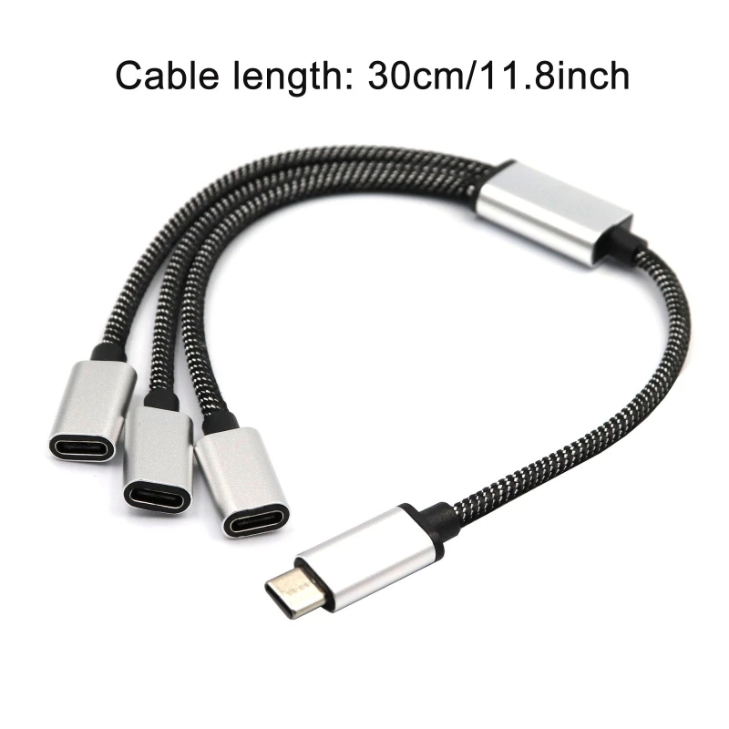 USB C Male to 3 USB C Female Splitter Cord Converter Multiple Hubs USB C Port Hub Charger Power Split Adapter 6
